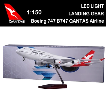 1/150 Mēroga 47CM Lidmašīna Boeing 747 B747 QANTAS Aviosabiedrības Modeli LED šasijas Zēniem Plaknes Modeli, Rotaļlietas pasažieru lidmašīna Displejs Rādīt
