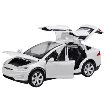 1:32 Tesla Model Auto Rotaļu X90 Metāla Modeļa Transportlīdzekļa Acousto optikas Pull-back Rotaļlietu Auto par Bērnu Dāvanu