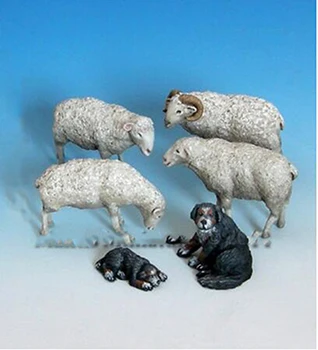 1/35 Mūsdienu Dzīvnieku Kopums Aitas & Sheepdogs rotaļlietas Sveķu Modelis Miniatūrā Komplekts unassembly Unpainted