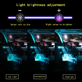 10 1 RGB LED Atmosfēru Auto Gaismas Interjera Dekorēšana Šķiedras Lentes Gaismas App Kontroles Dekoratīvās Apkārtējā Lampas, Paneļa Lampas