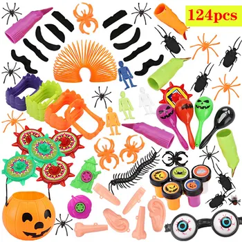 100gab 124pcs Halloween Rotaļlietu Komplekts Viltus Spider Vampīru Zobi Svilpes Ragana Pirkstu Nagus Rotaļlietas Halloween Puse Apdare