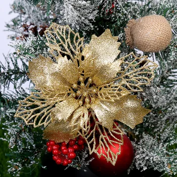 10pcs 16cm Mākslīgās Ziemassvētku Puķu Dobi Viltus Priecīgus Ziemassvētku Eglītes Rotājumi Mājās, Dāvanu Ziemassvētku Rotājumu Laimīgu Jauno Gadu
