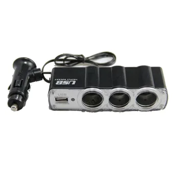 12V universālā 3 Veidu auto piepīpētāja ligzdas ar USB porainu converter Auto Lādētājs Auto Portu Adapteri, lai tālruni, un tml.