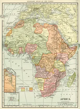 1906 CS Hammond Kartes Āfrikas Antīkās Vēstures Krāsošana Ģeogrāfisko Mācību Izglītība Mājas Dekoru Audekls Drukāt Sienas Uzlīmes, Art