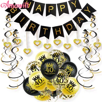 20 30 40 50 Lateksa Konfeti Balonu Happy Birthday Party Apdare Pieaugušo 30 40 50 60 Gadu Jubileja, Dzimšanas diena Piederumi