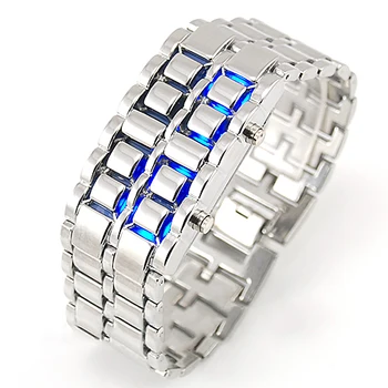 2019 Jaunā Stila Dzelzs Samuraju Metāla Rokassprādze pulksteņu vīriešiem Ciparu LED rokas pulksteņus Stundu montre elektronisko reloj relogio Pulksteņi