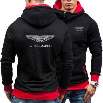 2020. gada Pavasarī, Rudenī jaunu Vīriešu pelēkā vārna ASTON MARTIN Automašīnas Logo Drukāt Gadījuma Diagonāli rāvējslēdzēju sporta Krekli Cilvēks Hoody Apģērbi vīriešiem A01
