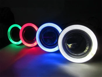 2gab 12V Universālā COB LED dienas gaitas lukturi Tālās Gaismas balta, zila, rozā, dzeltena, zaļa, sarkana Angel Eyes Miglas Lukturi 2.5