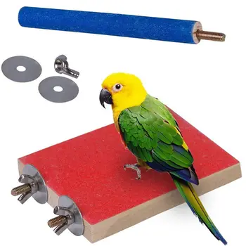 2gab/Set Putnu Asari Stāvēt Rotaļlietas Koka Papagailis Būrī Stāvēt Platforma Ķepu Slīpēšanas Stick PXPC