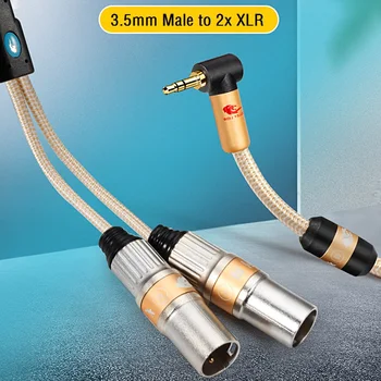 3.5 mm TRS Stereo Vīriešu Dual XLR Male Audio Cable Viedtālrunis Klēpjdatoru MP3/4 powered Speaker Mikseris Y Augšējās Auklas