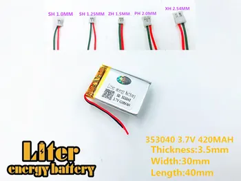 3.7 V 420mAh 353040 Litija Polimēru litija polimēru Uzlādējamu Bateriju, 353040 plug Mp3 Mp4 Mp5 DIY Litija polimēru baterija