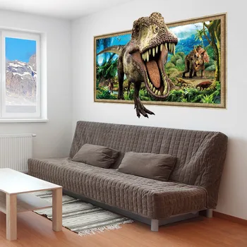 3D Nepatiesu Logu Dinozauri, Sienas Uzlīmes, Guļamistaba, Dzīvojamā Istaba Noņemams Mājas Dekoru, Sienas Uzlīmes Nalepki Darīt Pokoju