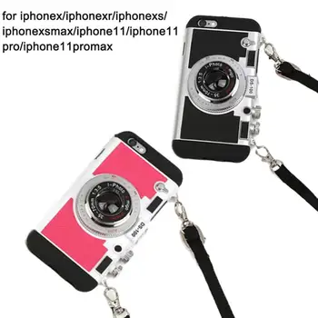 3D Retro Kameras Siksniņa Tālrunis Lietā Par Iphone Xs Max XR /11 Modes Reizes Turētājs Silikona Gadījumā