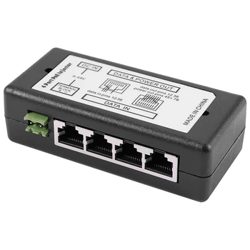 4 Port Poe Inžektors Poe Barošanas Adapteri Ethernet Barošanas Pin 4,5(+)/7,8(-)Ievadi Dc12V-Dc48V Ip Kameras
