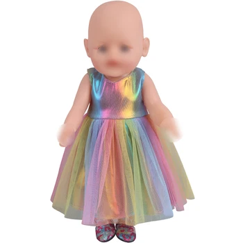 43 cm bērnu lelles apģērbu Varavīksnes princese mežģīņu kleita Amerikāņu lelle kleita jaundzimušo svārki Bērnu rotaļlietas fit 18 collu Meitenes, lelle f861