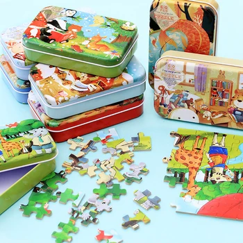 60Pcs Puzzle Montessori Rotaļlietas, Koka Puzles Bērniem, Īpašas Bērnu Izglītības Spēles Rotaļlietas Bērniem no 2 līdz 4 gadiem Dāvanu Puzzle Box