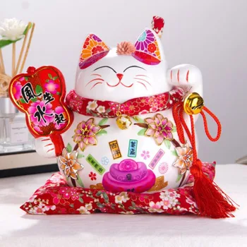 9 collu Keramikas Fortune Cat Rotājumu Dāvanu Laimīgs Kaķis Cūciņa Bankas Centrālais Mājās Apdare WXV Pārdošana