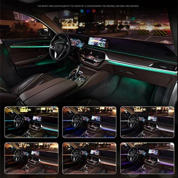 9 Krāsu LED Apkārtējās Gaismas, BMW F10 F18 F11 2010-2017 Automašīnas salona Durvju Paneļa Dekoratīvās Apdares Lampas Atmosfēru Gaismas
