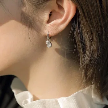 925 sudraba auskaru modes zircon apaļa lode kulons auss gredzens savvaļas tendence personības sieviešu meitene sudraba auss rotaslietas