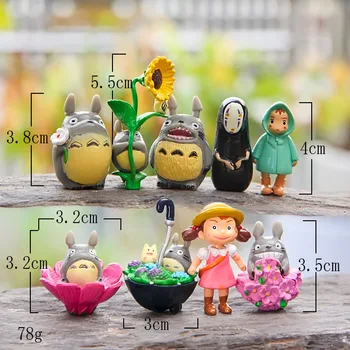 9pcs/daudz 3-5cm Anime Mans Kaimiņš Totoro Dedzīgs Prom Seja Rotaļlietas Hayao Miyazaki Mini Dārzs PVC Darbības Rādītāji Rotaļlietas