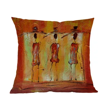 Abstraktās Mākslas Eļļas Glezniecības Stils Āfrikas Attēls Spilvendrānā Āfrikas Sieviete Dzīve Custom Mājas Galerija Apdares Spilvena Vāka