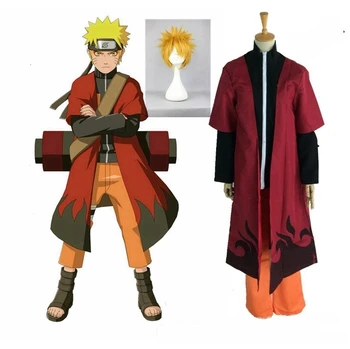 Anime Naruto Uzumaki Naruto Cosplay Pilns Komplekts, Kostīmu Parūka 2. Paaudzes Sporta Veids+Bikses+Apmetnis 3 Gabali Uzvalks Puse Drēbes