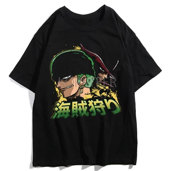 Anime Viens Gabals Luffy Sanji Zoro Tony Helikopters Vasaras Vīriešu T-krekls Harajuku Smieklīgi Topi Ullzang Karikatūra 90s Streetwear Top Tees