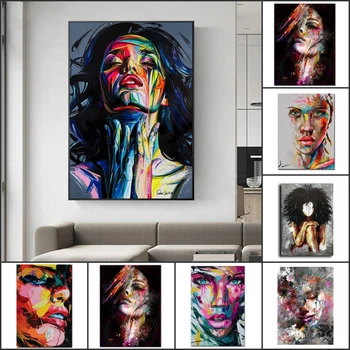 Anotācija Sieviete Saskaras ar Grafiti Ielu Mākslas, Eļļas Glezna uz Audekla Plakāti un Izdrukas Pop Sienas Mākslas Dzīvojamā Istaba Dekori Akvareļu