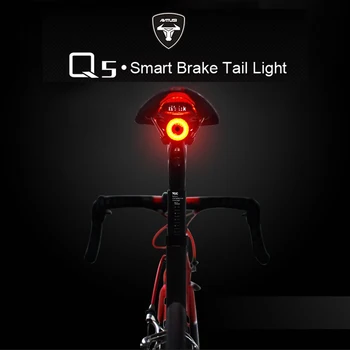 ANTUSI Q5 Jaunu Smart Velo Lukturīti Velosipēds Aizmugures Gaismas Auto Start/Stop Bremžu Uzrādi IPx6 Ūdensdrošs LED Riteņbraukšana Taillight
