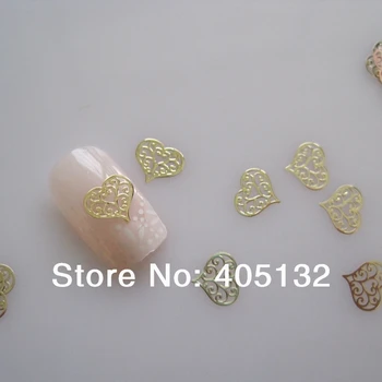 Apm. 1000pcs/maiss Metāla Zelta Sirds Konstrukcijas, kas Nav pašlīmējoša Metāla Šķēles Nail Art Apdare MS-266-2