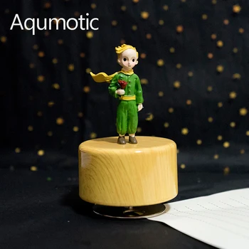 Aqumotic Mazais Princis Pulksteņa Music Box Sveķu Princekin Rotācijas Kārtā Bāzes Vācelīšu Amatniecības Retro Dāvana Mājas Apdare
