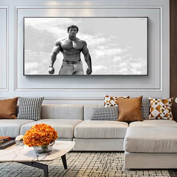 Arnold Schwarzenegger Kultūrisms Motivācijas Mākslas Audekla Plakāta Drukas Fitnesa Iedvesmojošu Attēlu uz Istabas Sienas Dekors