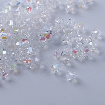 Augstākās kvalitātes 3mm 1000pcs AAA Bicone Upscale Austrijas kristāli, pērlītes #5301 crystal AB, Rotaslietu izgatavošana DIY