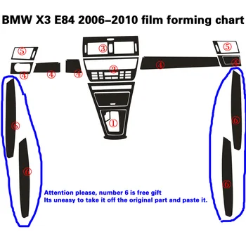 Auto-Stils 3D, 5D Oglekļa Šķiedras Auto Interjera Centrā Konsoles Krāsu Izmaiņas Molding Uzlīmes Uzlīmes BMW X3 E83 2006. - 2010. gadam