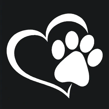 Auto Uzlīme Cute Suņu Ķepu ar Persiku Sirds Karikatūra Dzīvnieku Kaķis Mīlestība Pet Auto Decal 3D Dzīvnieku Suņa Pēdu Nospiedumi Pēdu,11cm*10cm