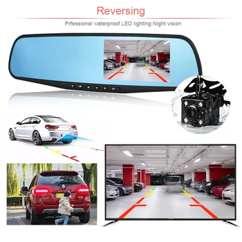 Automašīnas dvr/dash kamera dual kameras spoguli automašīnas video novērošanas dashcam full hd dash cam spoguļi automašīnas dvr spoguļi dual objektīvs ieraksti