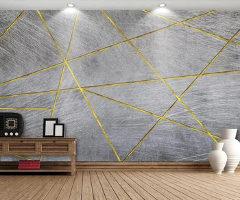 Bacal pielāgotas 3D tapetes murals minimālisma retro anotācija pelēks ģeometriskā zelta dzīvojamā istaba fona sienas apdare tapetes