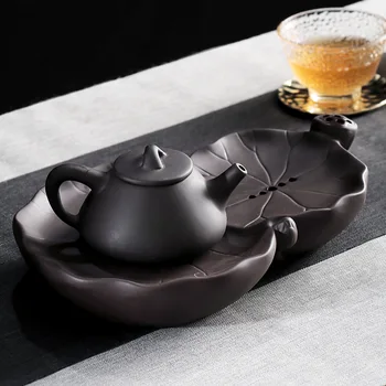 Bambusa Tējas Paplāti, Violeta Smilšu Japāņu Stila Pot Paplātes, Tējas Katlā Bāzes Tējas Placemat Nomazgā Tējas Krūzi Sausā Putu Drenāžas Tējkanna Reņu