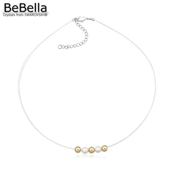 BeBella Bumbu formas white&rose gold pearl piekariņu kaklarotas veikti ar Swarovski Elementi pearl draudzenei&party dāvanas