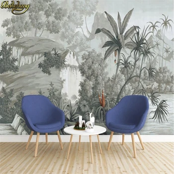 Beibehang Custom tapetes dzīvojamā istabā apdare Eiropas nostalģisks retro rainforest banānu palmu sienas fona guļamistaba dekori