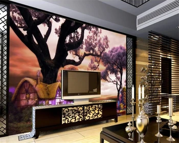 Beibehang Pielāgotas 3d tapetes violeta romantisks sapnis mūsdienu ainavu TV fona sienas karājas dekoratīvās glezniecības, 3d tapetes