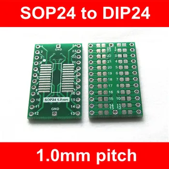 Bezmaksas piegāde SOP24 savukārt, savukārt, DIP24 DIP24 SOIC adaptera plāksne 1mm piķis ar zemes spilventiņi