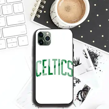 Bostonas Celtics logo Tālrunis Lietā Par Iphone 11 Pro MAX XR X 7 8Plus SE2020 DIY Triecienizturīgs Stikls Mīksta Silikona Maliņu