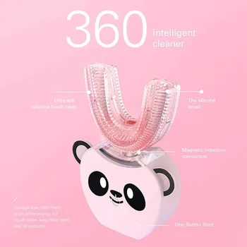 Bērniem U Veida Ultraskaņas zobu Suka 3 Režīmi Karikatūra 360 Grādiem, Inteliģento Automātisko Sonic Elektriskās Zobu Tīrītājs USB Rechargea
