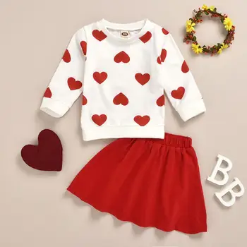 Bērnu Apģērbu 2020. Gada Rudenī Ziemassvētku Jaunas Meitenes Drēbes Bērniem Patīk Modelis Blūze + Sarkani Svārki Cute Salds divdaļīgs Kostīms ź5 y