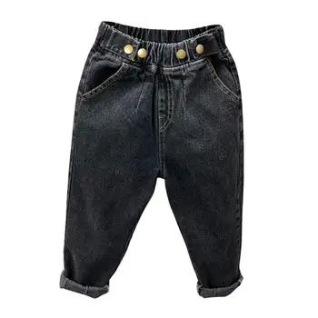 Bērnu tīrtoņa krāsu džinsi modes bikses burkānu bikses