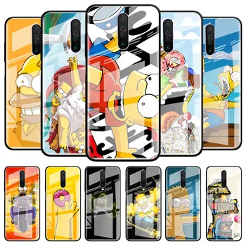 Būtiska Lieta, lai Xiaomi Redmi 7 8 9 9.i Piezīme 7 8 8T 9 9s Pro Rūdīts Stikls 8.A 9.A 9.C K20 K30 Tālrunis Coque Karikatūra Homer J. Simpson