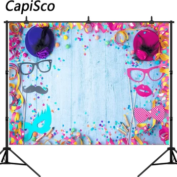 Capisco fotogrāfija backdrops Blue koka karnevāls apdare klp konfeti dzimšanas dienas svinības photocall studio fondi