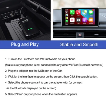 Carlinkit 2.0 Apple Carplay Wireless Dongle Adapteri, U2W-Plug 2016-2020 Peugeot Saderīgi Ar Rūpnīcā Automašīnas spēlēt Ios 14 Spēlēt