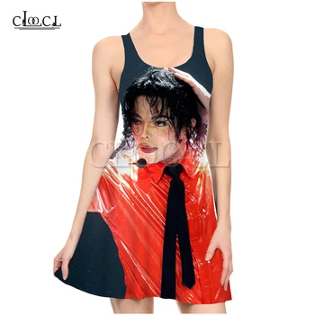 CLOOCL Rock Mūziķis Maikls Džeksons Kleitas Sievietēm 3D Drukas Populārs Vasaras Kleita bez Piedurknēm Gadījuma Puse Seksīga Kleita